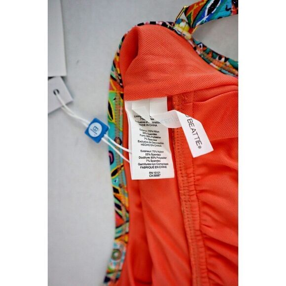 Bleu Rod Beattie Sz 4 Multi Seriously Sunny X-Back Surplice 1-Pc Swimsuit - Picture 5 of 8